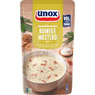 Unox Soep in zak romige mosterdsoep Foto van Unox Soep in zak romige mosterdsoep