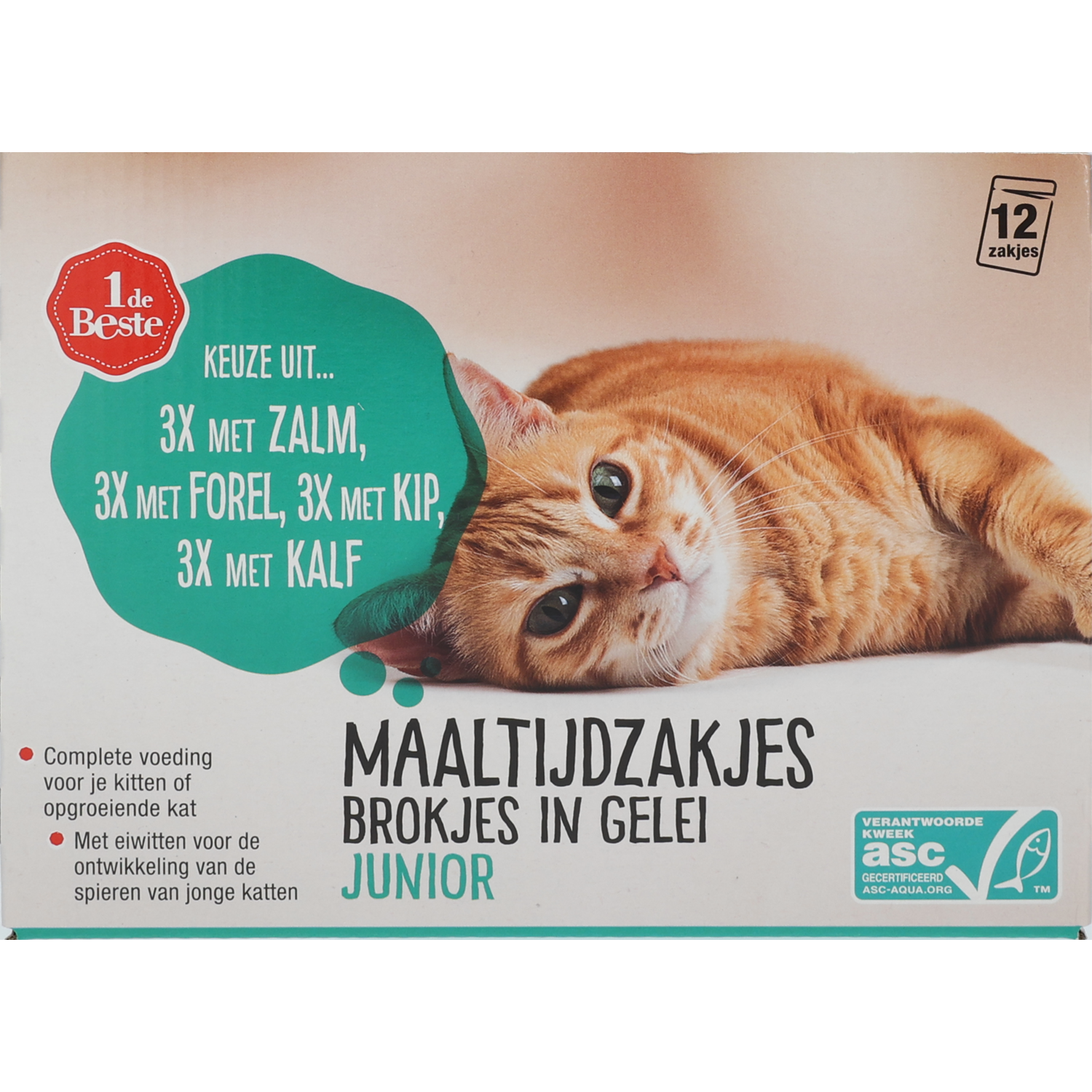 1 de Beste Kattenvoer maaltijdzakjes junior in gelei 12st.