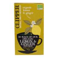 Clipper Vruchtenthee organic Ginger&Lemon kop 20 zakjes Foto van Clipper Vruchtenthee organic Ginger&Lemon kop 20 zakjes