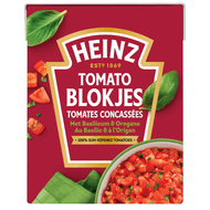 Heinz Tomaten blokjes basilicum-oregano Foto van Heinz Tomaten blokjes basilicum-oregano