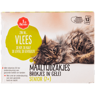 1 de Beste Kattenvoer maaltijdzakjes senior in gelei 12 stuks Foto van 1 de Beste Kattenvoer maaltijdzakjes senior in gelei 12 stuks