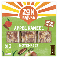 Zonnatura Biologische notenreep appel kaneel 3 stuks Foto van Zonnatura Biologische notenreep appel kaneel 3 stuks