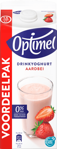 Foto van Optimel Drinkyoghurt voordeelverpakking aardbei 0% vet