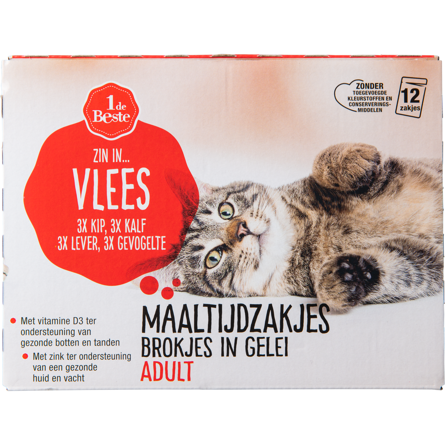 1 de Beste Kattenvoer maaltijdzakjes vlees in gelei 12 stuks