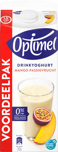 Optimel Drinkyoghurt mango passievrucht Foto van Optimel Drinkyoghurt mango passievrucht