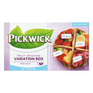 Pickwick Vruchtenthee fruitvariatie 20 zk. Foto van Pickwick Vruchtenthee fruitvariatie 20 zk.