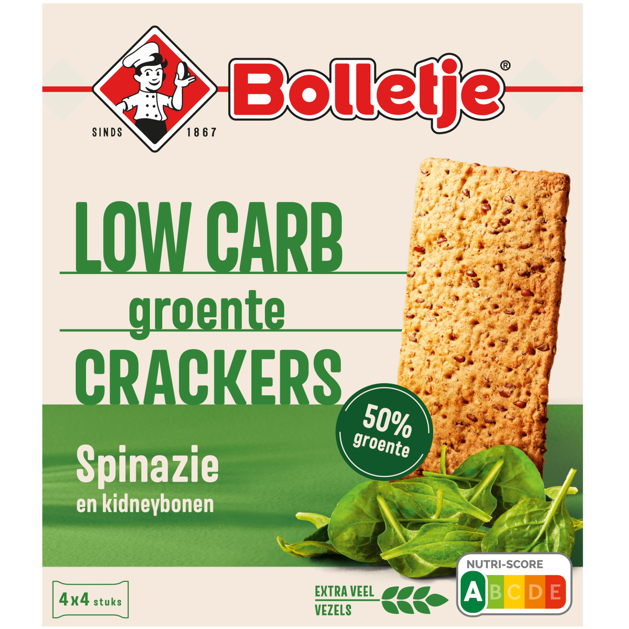 Bolletje Groentecrackers spinazie 4x4 st