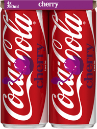 Coca-Cola Regular cherry 4x25 cl Foto van Coca-Cola Regular cherry 4x25 cl