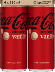 Foto van Coca-Cola Zero vanilla 4x25cl