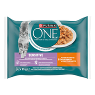Purina One Kattenvoer sensitive kip 4 st. Foto van Purina One Kattenvoer sensitive kip 4 st.