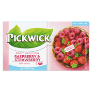 Pickwick Fruit infusion raspberry & strawberry 20 zakjes Foto van Pickwick Fruit infusion raspberry & strawberry 20 zakjes