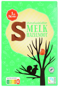 1 de Beste Chocoladeletter melk/hazelnoot s Foto van 1 de Beste Chocoladeletter melk/hazelnoot s