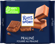 Ritter Sport Melkchocolade met praline Foto van Ritter Sport Melkchocolade met praline