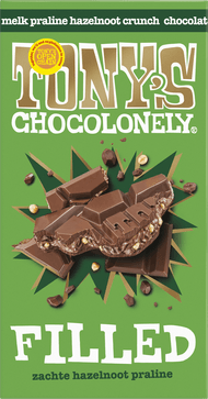 Foto van Tony's Filled melk hazelnoot praline