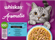 Whiskas Kattenvoer aromatic zeevruchten 12st. Foto van Whiskas Kattenvoer aromatic zeevruchten 12st.