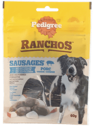 Pedigree Hondensnacks ranchos sausages varken Foto van Pedigree Hondensnacks ranchos sausages varken