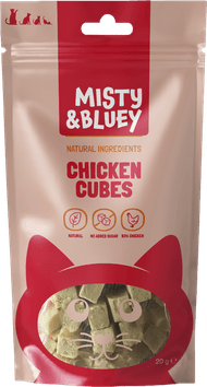 MISTY & BLUEY Kattensnacks chicken cubes Foto van MISTY & BLUEY Kattensnacks chicken cubes