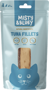 Misty & Bluey Kattensnacks tuna fillets Foto van Misty & Bluey Kattensnacks tuna fillets