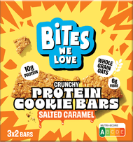 BitesWeLove Crunchy bars protein salted caramel 3x2st. Foto van BitesWeLove Crunchy bars protein salted caramel 3x2st.