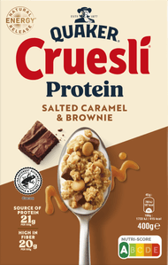 Foto van Quaker Cruesli protein caramel brownie