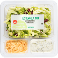 1 de Beste Groene salade ijsbergsla mix komkommer & farmersalade Foto van 1 de Beste Groene salade ijsbergsla mix komkommer & farmersalade
