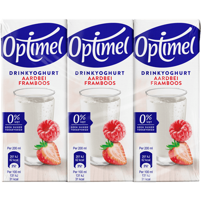 Optimel Drinkyoghurt aardbei framboos