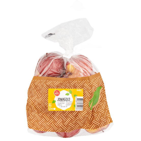 Foto van Jonagold verpakt op witte achtergrond