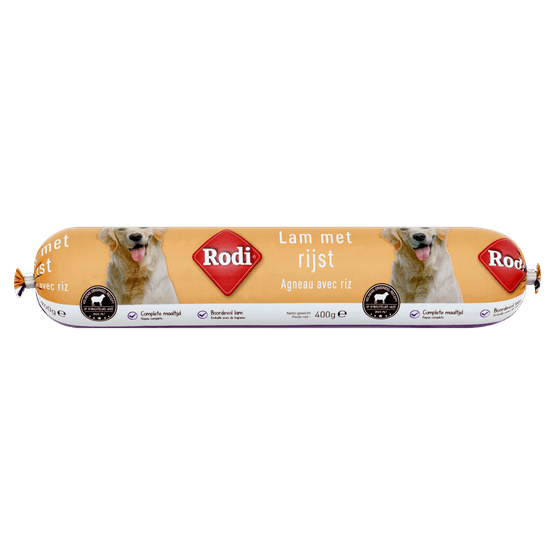 Foto van Rodi Hondensnacks worst lam-rijst op witte achtergrond