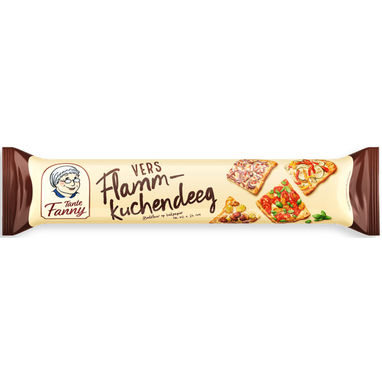 Foto van Tante Fanny Flammkuchendeeg vers op witte achtergrond