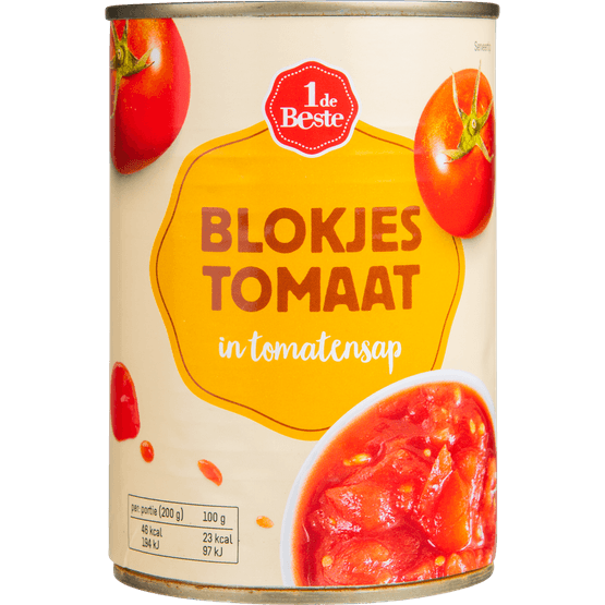 Foto van 1 de Beste Tomatenblokjes op witte achtergrond