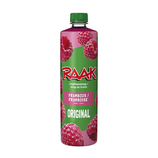Foto van Raak Limonadesiroop framboos op witte achtergrond