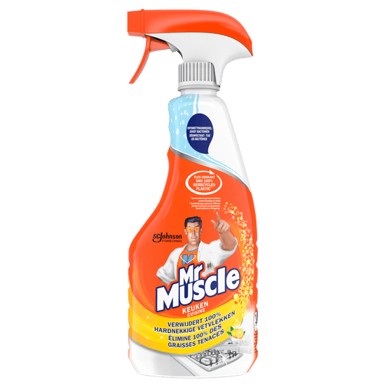 Foto van Mr. Muscle Keukenreiniger spray op witte achtergrond