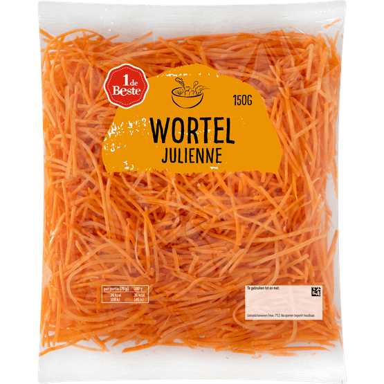 Foto van 1 de Beste Wortel julienne op witte achtergrond