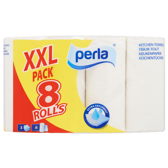 Foto van Perla Keukenpapier 8 rollen op witte achtergrond