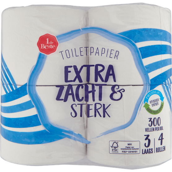 Foto van 1 de Beste Toiletpapier 4 rollen 3laags maxi rol op witte achtergrond