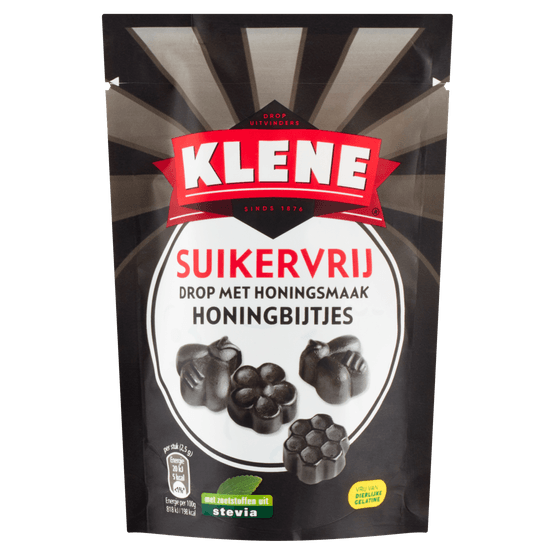 Foto van Klene Honingbijtjes Suikervrije Drop Zoet Zak op witte achtergrond
