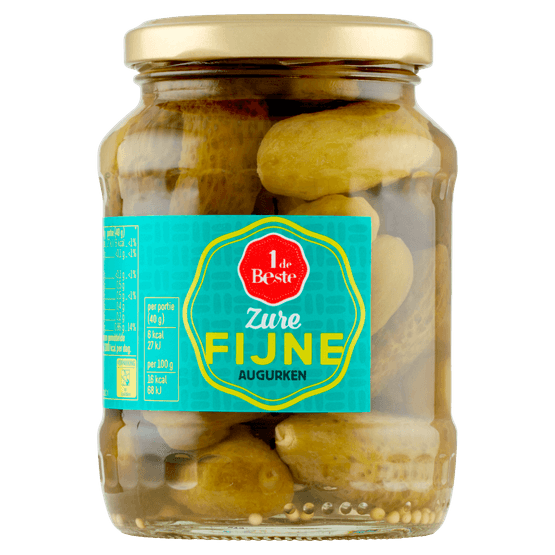 Foto van 1 de Beste Augurken zuur op witte achtergrond