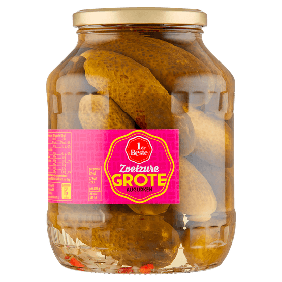 Foto van 1 de Beste Augurken zoetzuur op witte achtergrond