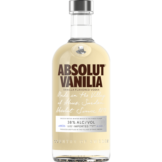 Foto van Absolut Vodka vanille op witte achtergrond