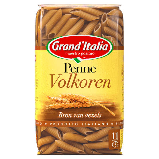 Foto van Grand'Italia Penne volkoren op witte achtergrond