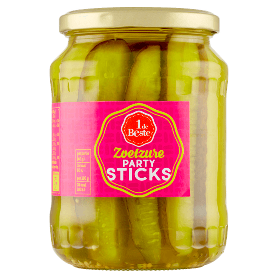 Foto van 1 de Beste Partysticks zoetzuur op witte achtergrond