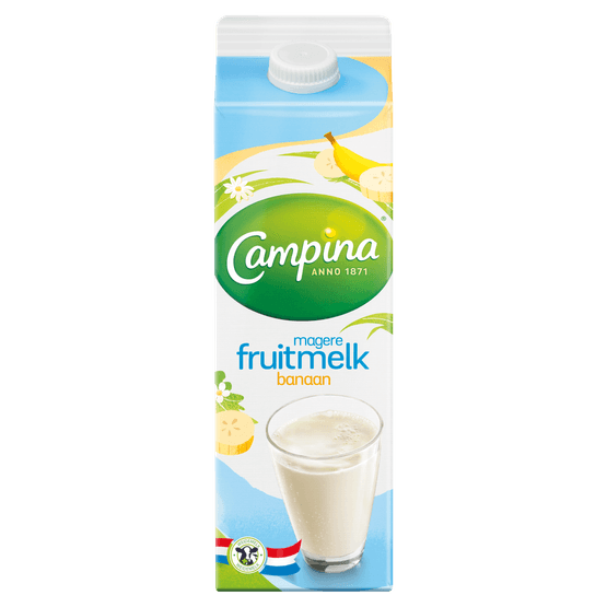 Foto van Campina Fruitmelk banaan op witte achtergrond
