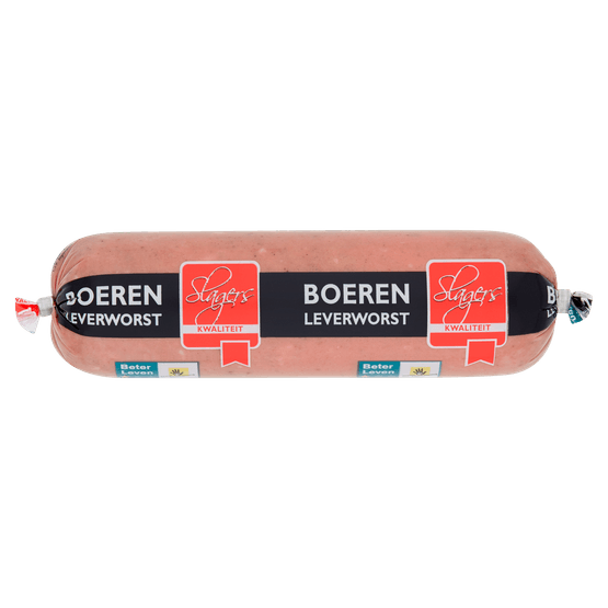 Foto van Slagerskwaliteit Boerenleverworst op witte achtergrond