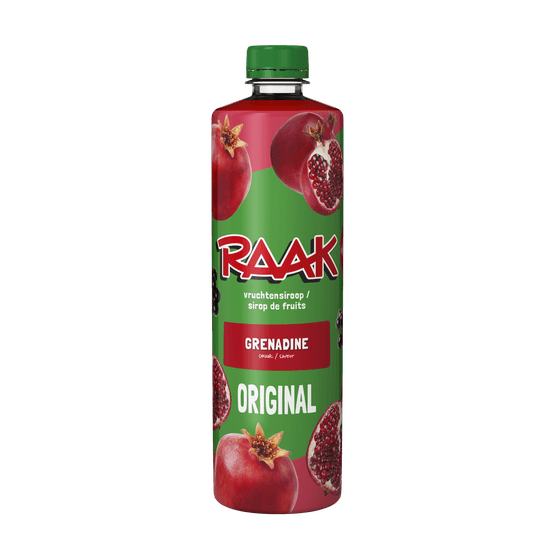 Foto van Raak Limonadesiroop grenadine op witte achtergrond