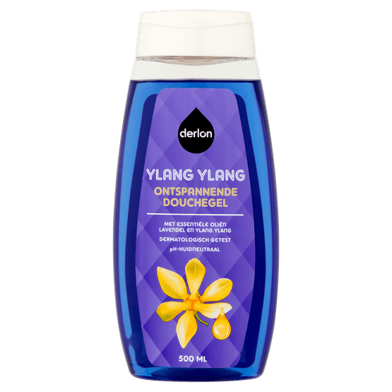Foto van Derlon Douchegel ylang ylang op witte achtergrond
