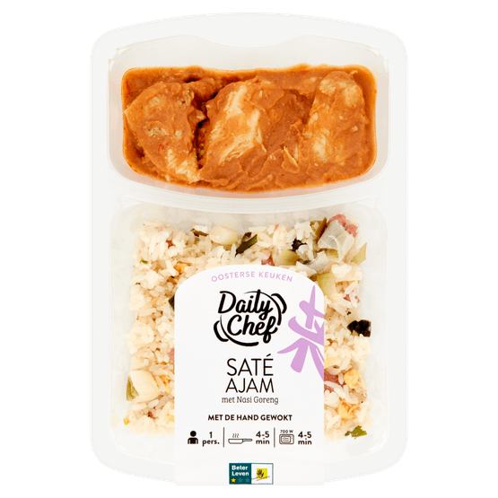 Foto van Daily Chef Nasi + sate ajam op witte achtergrond