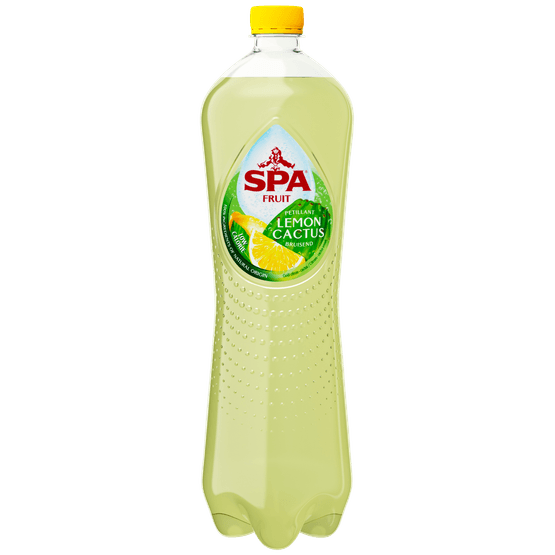 Foto van Spa Fruit sparkling lemon cactus op witte achtergrond