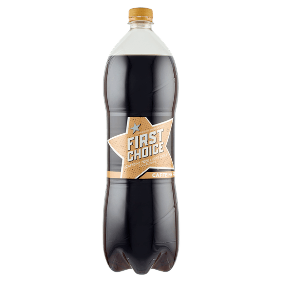 Foto van First Choice Cola light caffeinevrij op witte achtergrond