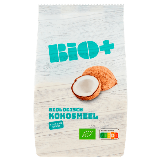 Foto van Bio+ Kokosmeel op witte achtergrond