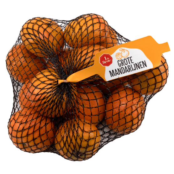 Foto van 1 de Beste Grote mandarijnen verpakt op witte achtergrond